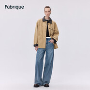 Fabrique卡其色純棉帆布拼接皮領(lǐng)工裝夾克秋季新品美拉藍(lán)穿搭 卡其色 XS