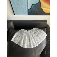 圣羅地奧屁簾日韓森系少女搭配精美刺繡花朵蕾絲疊穿屁簾四季百搭層次感半 白色 均碼