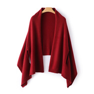 小羊鄂爾多斗篷披肩羊絨保暖秋冬送長輩秋冬新款山羊絨披肩女針織大圍巾 駝 酒紅色