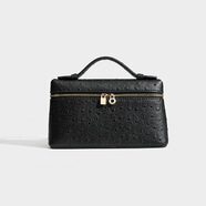 CALCULAT&KEENCK女包LP19手提包新款gigi同款凱利方盒化妝包金色扣子輕奢單肩包 黑色L19【金扣】 常規包裝(五金無(wú)字)