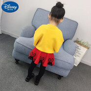迪士尼（Disney）女童半身裙子春秋冬短裙兒童珍珠裙童裝寶寶毛線高彈針織裙百搭裙 小清新兔子大紅色 140碼適合110-130身高