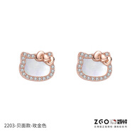 正港（ZGO）哈嘍耳釘女高級(jí)感銀輕奢凱蒂貓學(xué)生耳環(huán)女孩耳墜三麗鷗時(shí)尚耳飾品 2203凱蒂貓貝面款-玫金色