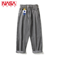 NASA XVVX官方聯名V領撞色針織開衫毛衣男生春秋季潮流寬松休閑直筒牛仔褲 XH.A150-LK1098-70牛仔黑(褲子) 2XL
