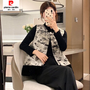 皮爾卡丹新中式國風(fēng)水墨畫馬甲背心春秋季新款復(fù)古盤扣百搭馬夾外套 水墨畫 2XL100-115