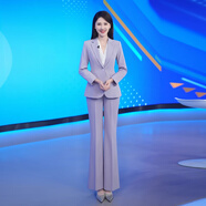 小憨鹿微喇褲西裝套裝女紫色v領(lǐng)喇叭褲職業(yè)春秋ol名媛通勤商務(wù)正 薰衣草色西裝套裝 S