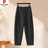 皮爾卡丹（pierre cardin）鐮刀褲女早秋2024新款高腰顯瘦九分休閑西褲感香蕉蘿卜哈倫褲 黑色 30/2XL 【建議125-135斤】