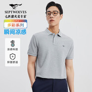 七匹狼短袖T恤男士T恤時尚中青年翻領(lǐng)商務(wù)休閑小狼標(biāo)刺繡Polo男裝