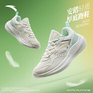 安踏（ANTA）飛夢(mèng)女鞋跑步鞋女2024年春季新款輕質(zhì)緩震跑鞋網(wǎng)面透氣運(yùn)動(dòng)鞋女 象牙白/泡沫綠/銀/熒光高光粉-2 35.5