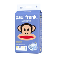 大嘴猴（paul frank）【新人專(zhuān)享】嬰兒紙尿褲男女通用尿不濕 藍裝紙尿褲S碼62片(4.5kg以下)