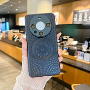 耐度（NaiDu）適用于華為mate60pro+手機(jī)殼磁吸充電鏡頭保護(hù)套網(wǎng)孔透氣散熱簡約時(shí)尚男女新款防摔后殼 【磁吸--石墨黑】 華為 Mate 60 Pro