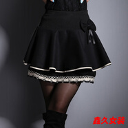 美安嘉春款毛呢半身裙女蓬蓬裙學(xué)生高腰大碼顯瘦波點(diǎn)短裙A字百褶裙 黑色 均碼 小碼80-125斤