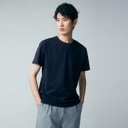 棉先生3系sorona運動彈力快干短袖T恤男 正肩圓領男士打底衫體恤 黑青色 2XL