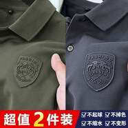 浩術(shù)polo衫男短袖夏季透氣百搭簡約寬松純色翻領(lǐng)商務(wù)休閑半袖上衣 暗綠色+深灰色【兩件裝】 L