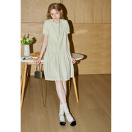 庫恩瑪維（KUHNMARVIN）甜美少女風(fēng)短袖連衣裙女2025夏季新款寬松減齡A字襯衫裙K33137 黃色 M