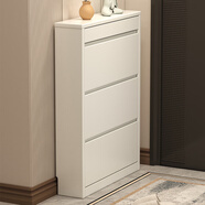 斧尊實(shí)木超薄款翻斗鞋柜家用門(mén)口進(jìn)門(mén)廳玄關(guān)窄柜大容量收納17cm傾斜式 0.8米單抽【象牙白】80*17*120