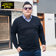 豪朗格肥佬男士加肥加大碼上衣翻領(lǐng)假兩件t恤套頭潮流體恤200斤195碼冬 黑色 2XL