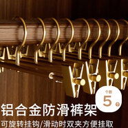 京尋鋁合金褲架無(wú)痕防滑褲夾衣架太空鋁家用干濕兩用衣夾 金色5只