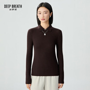 深呼吸DEEP BREATH女裝坑條打底純羊毛針織衫女A301124 巧克力色 2XL (6碼)