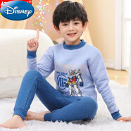 迪士尼兒童保暖內衣套裝純棉加厚男童女童寶寶保暖衣3-11歲三層夾棉睡衣 寶藍色 機器人三層夾棉 100碼【建議85-95厘米】