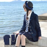 SUDEEBIOY學(xué)院風(fēng)女裝套裝英倫風(fēng)本佐中jk制服西裝外套女校供感春季款學(xué)院風(fēng) 紺色長(cháng)西+白長(cháng)袖襯衫+紺色短裙+7 XS 40KG