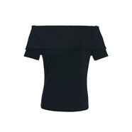 速品SUPIN女裝一字肩T恤夏季商場同款性感甜辣T恤基礎(chǔ)款短袖衫 N13黑色 M