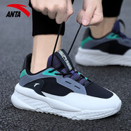安踏（ANTA）男鞋冬季休閑鞋男士運動(dòng)鞋秋冬新款老爹鞋防水板鞋旅游跑步鞋子男 黑色/象牙白/光譜紫-3 43