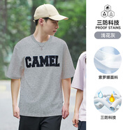 駱駝三防神T恤男女同款[夏日]2025春夏防水防污短袖棉感T恤 C34BA93008B5，淺花灰 ，中性 S