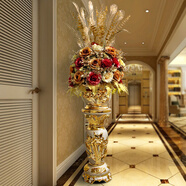 木典興羅馬柱高檔落地大花瓶仿真插花藝套裝擺件客廳歐式現代酒店裝飾 花+羅馬柱