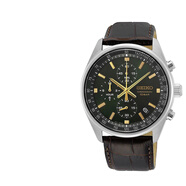 精工（SEIKO）石英手表 三眼計時系列腕表 運(yùn)動簡約商務(wù)鋼帶男表 大秒針計時 SSB385P1【綠盤皮帶】