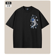 古萊登（GODLIKE）夏季新款純棉短袖T恤男中國風錦鯉刺繡寬松大碼男裝 9069黑色 M