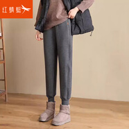 紅蜻蜓休閑褲女冬季新款女裝運(yùn)動(dòng)棉褲加絨褲女加厚羊羔絨女士衛(wèi)褲子 深灰色長(zhǎng)褲加絨 M