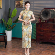 高端真絲旗袍女高級感2025新款年輕款高檔桑蠶絲老上海復(fù)古連衣裙 圖片色 M