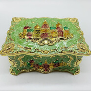 俄羅斯首飾盒公主歐式復古創(chuàng  )意網(wǎng)紅多功能大號飾品盒化妝盒收納盒 城堡首飾盒金淺藍彩