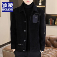羅蒙（ROMON）呢子外套男士金貂絨2025秋冬季新款毛呢外套冬季加絨翻領(lǐng)休閑夾克  8268黑色(款)  常規 XL (建議120-135斤)