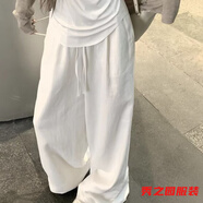范哲莎慵懶風(fēng)套裝女夏季韓系白色吊帶背心遮陽開衫休閑闊腿褲休閑三件套 白色長褲 S 160