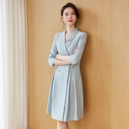 J-me藍(lán)色西裝連衣裙氣質(zhì)女神范高級(jí)感職場(chǎng)通勤正裝主持人職業(yè)裙子 藍(lán)色 XL 115-125斤