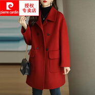 皮爾卡丹（pierre cardin）毛呢外套大衣女2025秋冬裝中長(zhǎng)款呢子韓版寬松呢大衣女潮羊毛羊絨 紅色 L