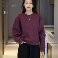 可茵（Keyin）衛(wèi)衣女運(yùn)動套裝女2025年春季新款圓領(lǐng)寬松減齡上衣高腰休閑褲子女 紫色衛(wèi)衣 XL