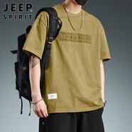 JEEP SPIRIT吉普短袖T恤男夏季高端男士純棉半袖打底衫潮牌上衣服重磅體恤