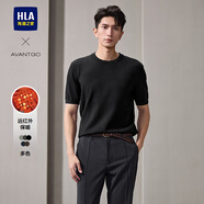 海瀾之家短袖針織衫男款輕商務(wù)經(jīng)典純色毛衣冬季男 黑色07 M 170/88A 推薦125~136斤