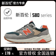新百倫官方運(yùn)動(dòng)鞋男夏季新款老爹鞋女NB580板鞋透氣情侶休閑板鞋子男鞋 NB580碳灰橘 35