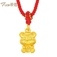 蒂蔻（Tico）生日禮物本命年足金十二生肖黃金吊墜豬項(xiàng)鏈3D硬金豬生肖掛墜