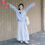 CTOX溫柔韓系穿搭一整套藍色連衣裙子女2025新款早夏季度假感套裝長(cháng)裙 半裙 M 45/55kg