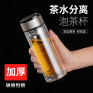 FGHGF加厚雙層玻璃杯耐高溫高硼硅玻璃茶杯防爆辦公室喝水杯子 1個(gè)裝 320ml