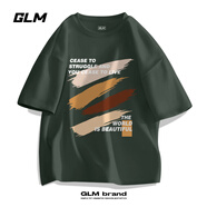 GLM夏季短袖t恤男美式重磅復(fù)古印花男生純棉寬松大碼半袖