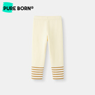 博睿恩（Pureborn）女寶寶打底褲春秋季嬰童彈力緊身褲休閑百搭長褲子 米白-拼接款 110