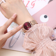 聚利時（Julius）手表女時尚潮流日歷防水休閑學生石英學生女士手表酒紅色JA-1146C