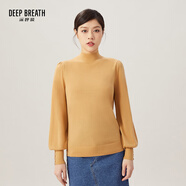 深呼吸DEEP BREATH女裝泡泡袖金屬扣可機洗純羊毛針織衫毛衣女A301131 卡其 M (3碼)