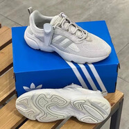 阿迪達(dá)斯（adidas）三葉草男鞋女鞋2025夏季新款HAIWEE情侶運(yùn)動(dòng)減震網(wǎng)面透氣輕便跑鞋 ID0551米白石板灰 42 (260mm)