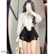 瀅蓓新款連衣裙子女裝2024年早春穿搭甜辣純欲風(fēng)氣質(zhì)女神范短裙套裝女 6033白色+黑色裙子[沒(méi)鏈子的] M （建議90-105斤）